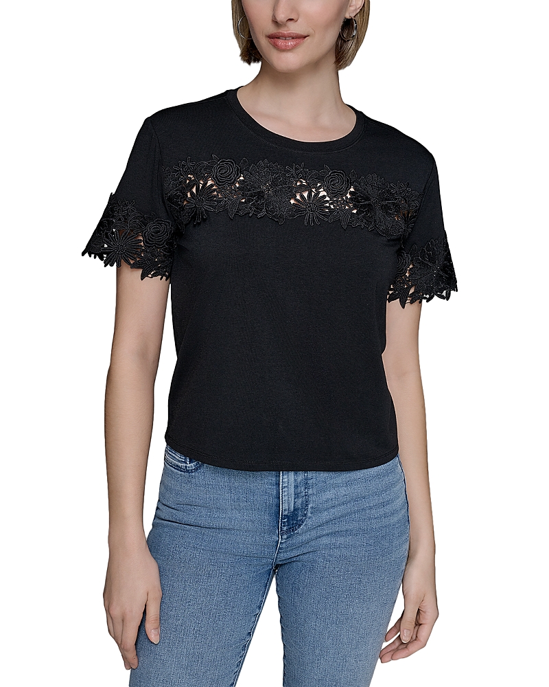 Karl Lagerfeld Lace Trim Tee