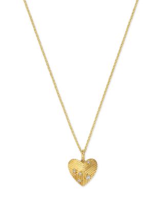 14K Yellow Gold Diamond Scatter Heart Pendant Necklace, 18"