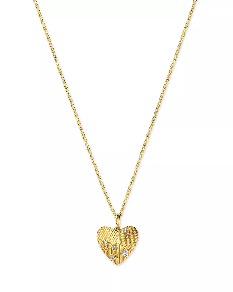 Sydney Evan 14K Yellow Gold Diamond Scatter Heart Pendant Necklace, 18