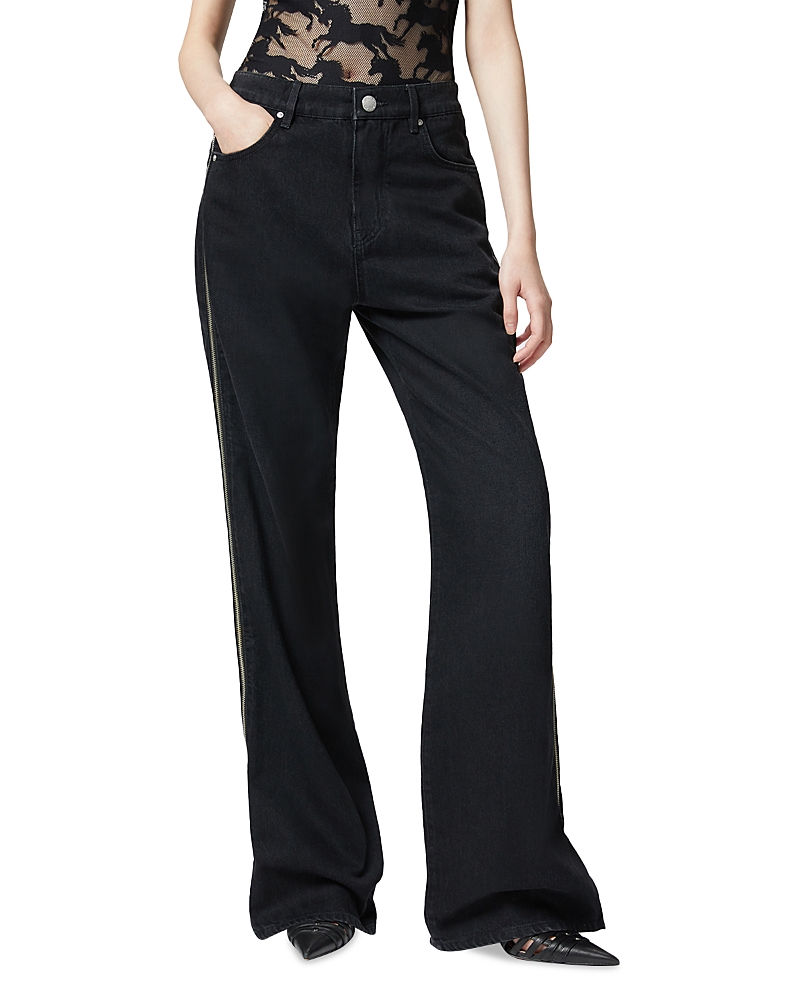 PINKO WANDA WIDE LEG JEANS IN LIMO BLACK