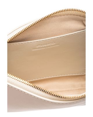 Horizontal Flat Mini White Leather Wristlet