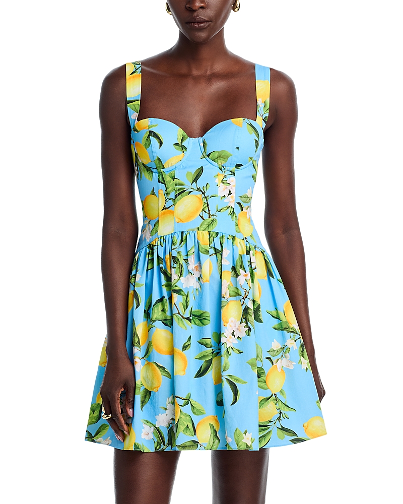 L'agence Floral Lemon Jai Drop-waist Mini Dress In Multi