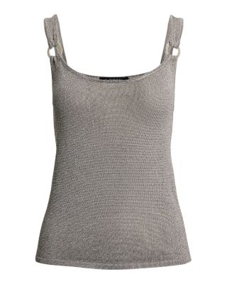Ring Trim Metallic Sweater Tank Top