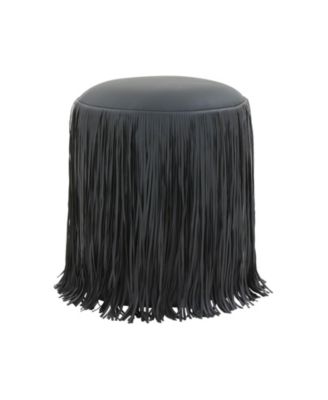Shag Me Performance Faux Leather Ottoman