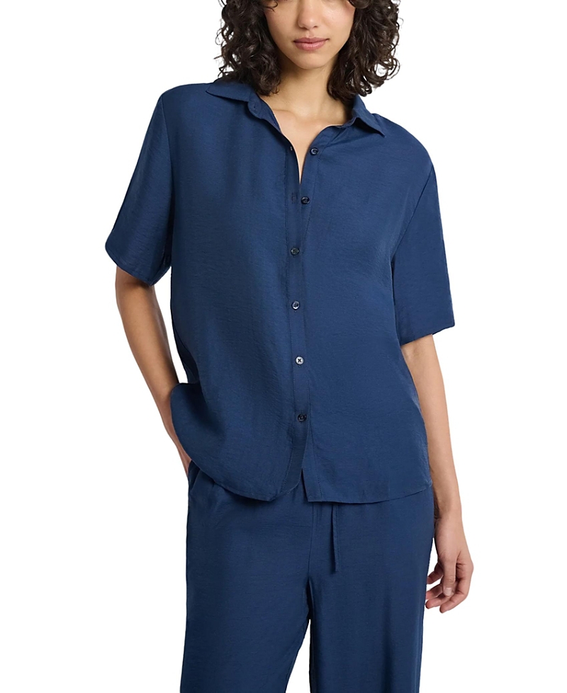 Onia Crinkle Oversized Short Sleeve Button Up