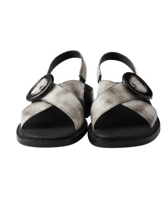 Women's Brushed Leather Sandals with Buckle