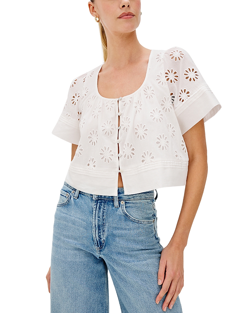 Rails Bambina Cotton Eyelet Trapeze Top In White