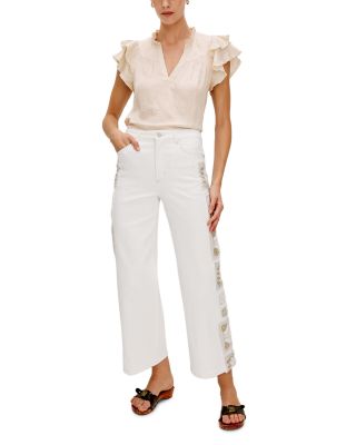 The Getty High Rise Crop Jeans in Vintage Ercu Crochet