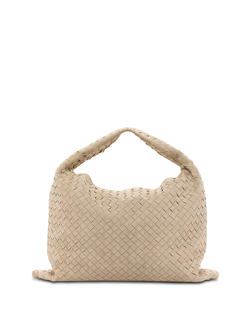 Shop Bottega Veneta Large Hop Intrecciato Suede Shoulder Bag