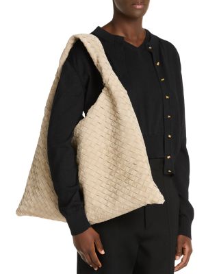 Large Hop Intrecciato Suede Shoulder Bag