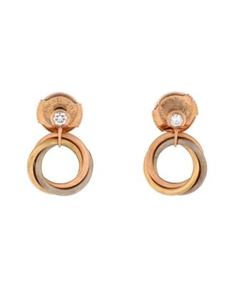 Trinity Dangle Earrings 18K Tricolor Gold with Diamond