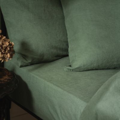 Linen Blend Fitted Sheet, King