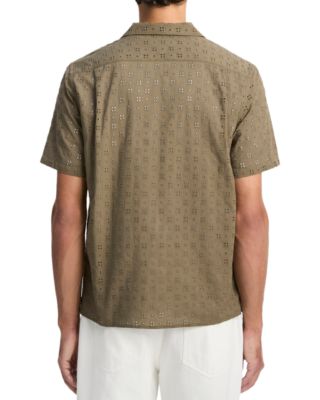 Regular Fit Eyelet Short Sleeve Camp Shirt  