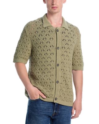 HUGO - Sommp Crotchet Knit Regular Fit Button Down Shirt