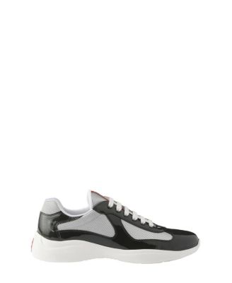 Men's Patent Leather and Technical Fabric America's Cup Sneakers in Dark Grey