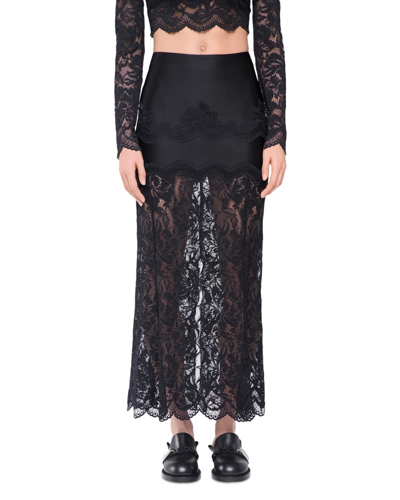 Rabanne Lace Maxi Skirt in Black
