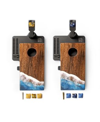 Elakai - The Beach Epoxy Resin Mahogany Pathfinder ART Mini Tabletop Cornhole Game