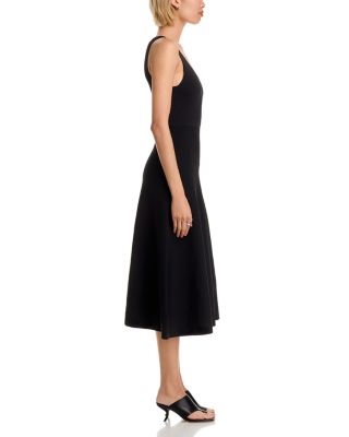 V Neck Knit Fit and Flare Midi Dress