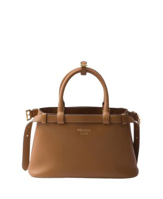 Buckle Small Leather Handbag with Double Belt