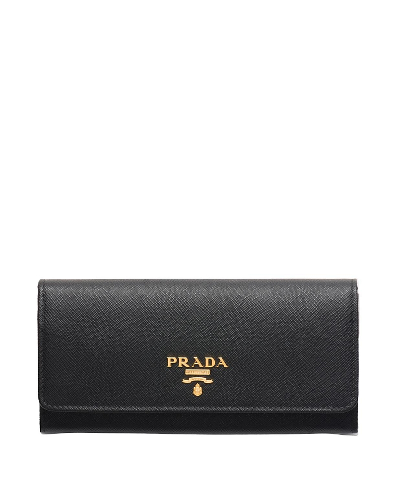 Prada Womens Black Brand-plaque Large Saffiano Leather Wallet