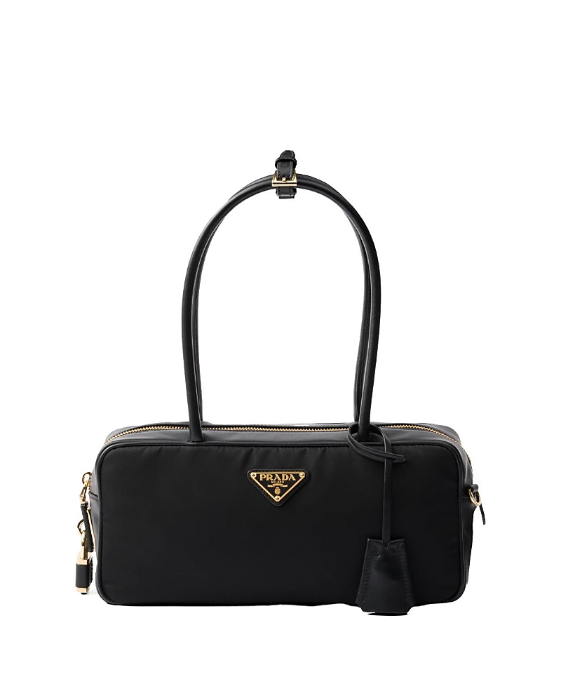 Prada Re-nylon And Leather Small Top-handle Bag With Padlock