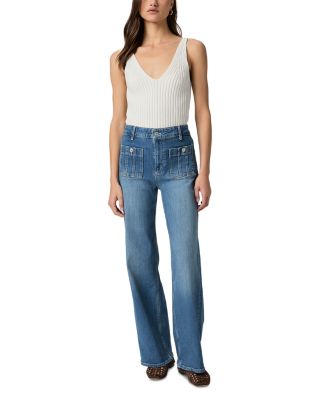 Anessa Seamed High Rise Wide Leg Jeans in Paley