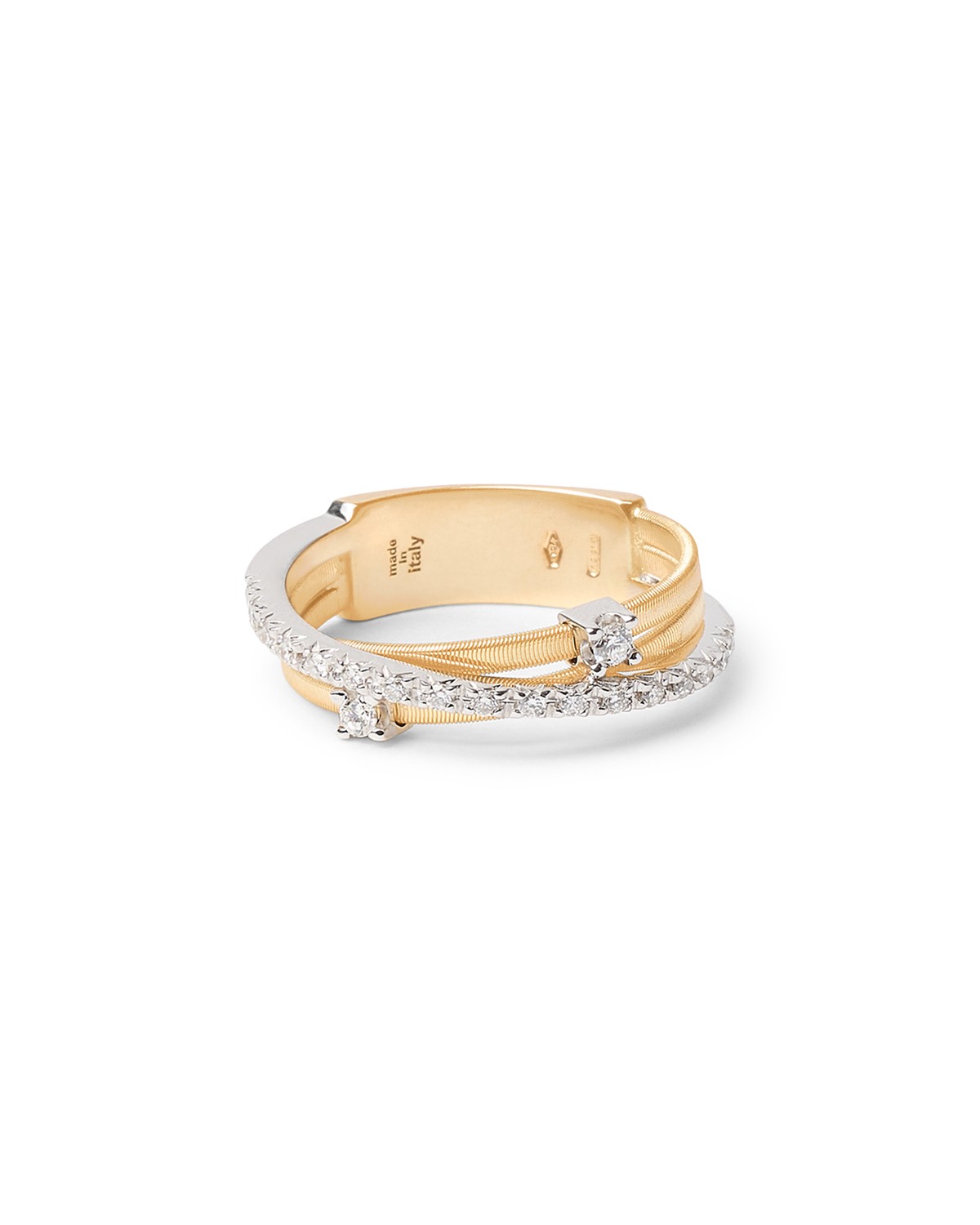 18K White & Yellow Gold Goa Diamond Three Strand Ring, 0.17 tcw