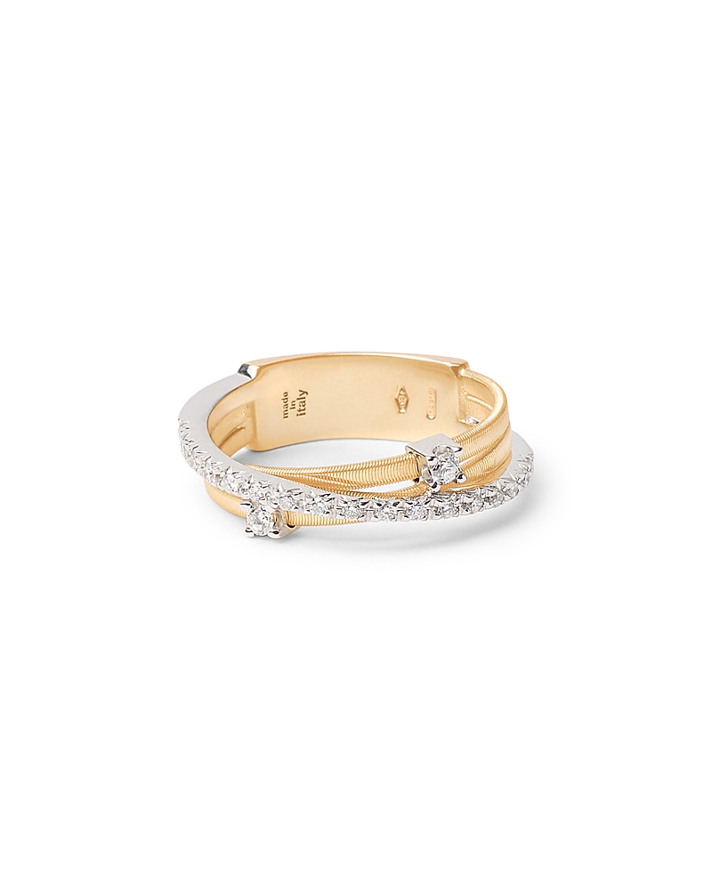 Marco Bicego 18k White & Yellow Gold Goa Diamond Three Strand Ring