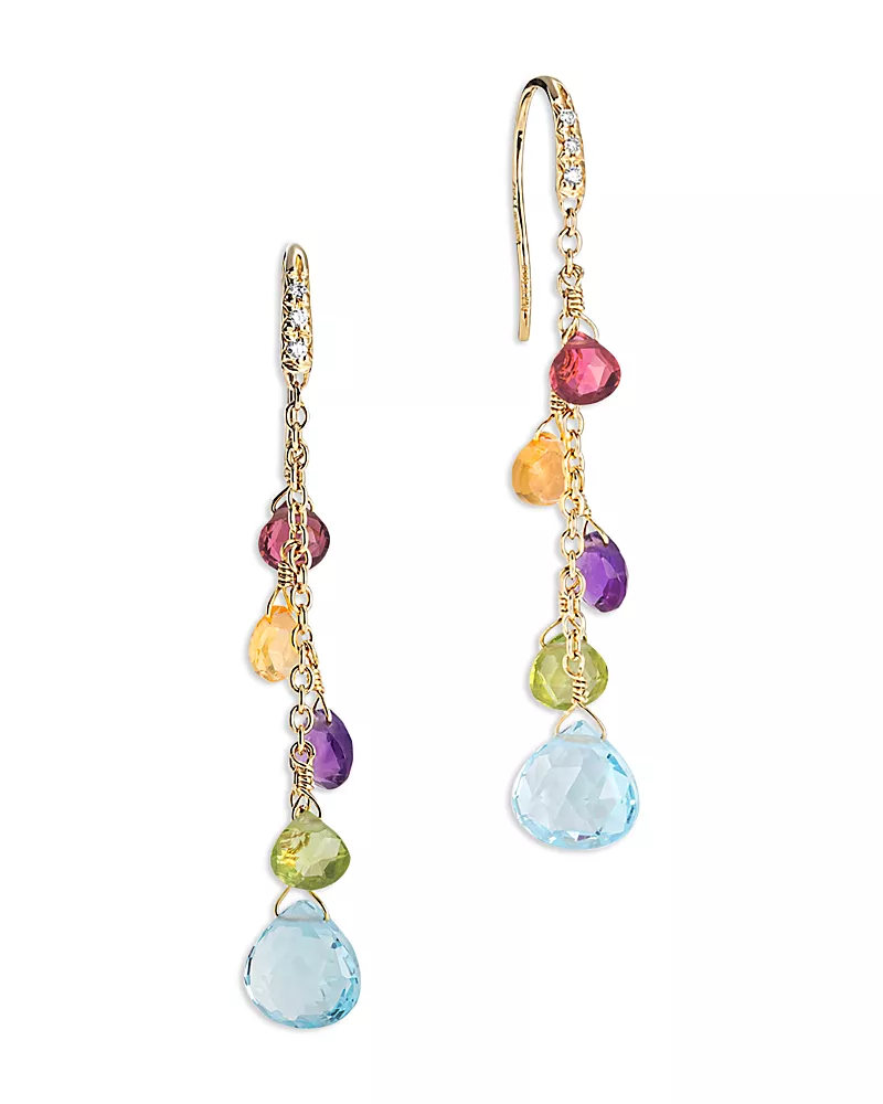 Marco Bicego 18K Yellow Gold Paradise Multi Gemstone & Diamond Drop Earrings