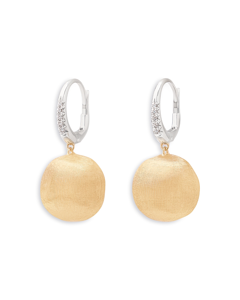 Marco Bicego 18K White & Yellow Gold Africa Diamond & Textured Disc Drop Earrings