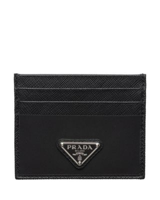Re-Nylon and Saffiano Leather Card Holder