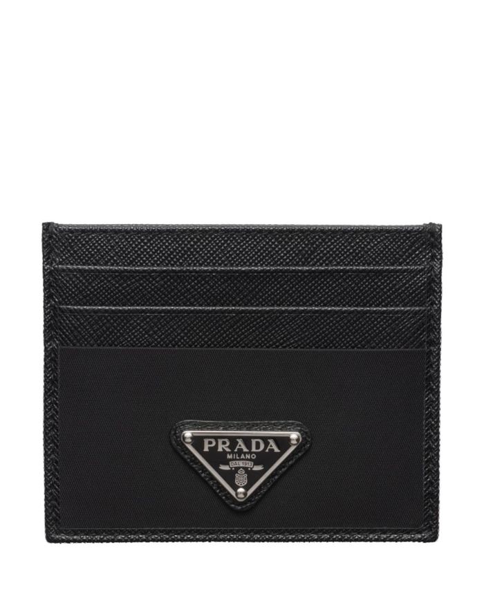 Re-Nylon and Saffiano Leather Card Holder