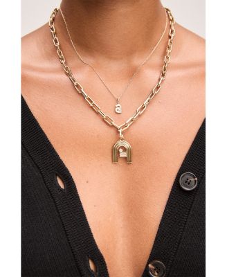 9K Yellow Gold Diamond Groovy Initial Charm Pendant