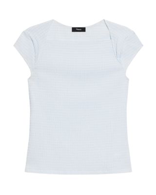 Draped Cap Sleeve Crinkle Top