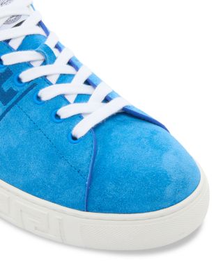 Men&#39;s Embroidered La Greca Suede Sneakers