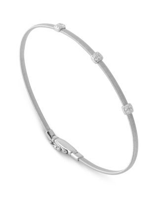 18K White Gold & Diamond Masai Small Stackable Bracelet