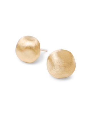 18K Yellow Gold Africa Textured Stud Earrings