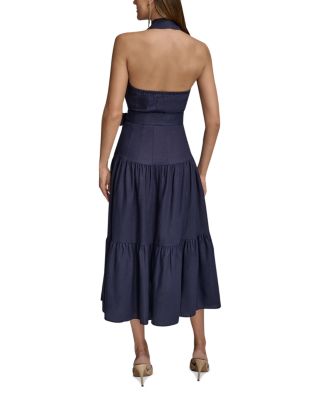 Linen Blend Halter A Line Dress