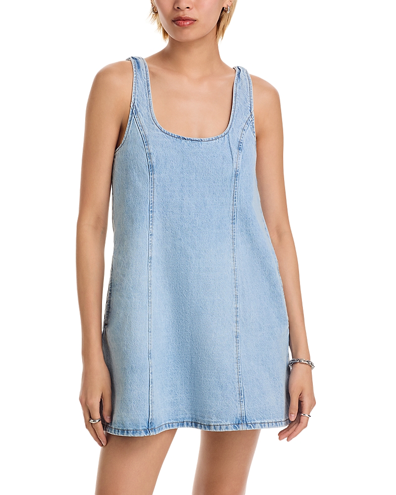 Blanknyc A Line Flared Denim Dress In Blue