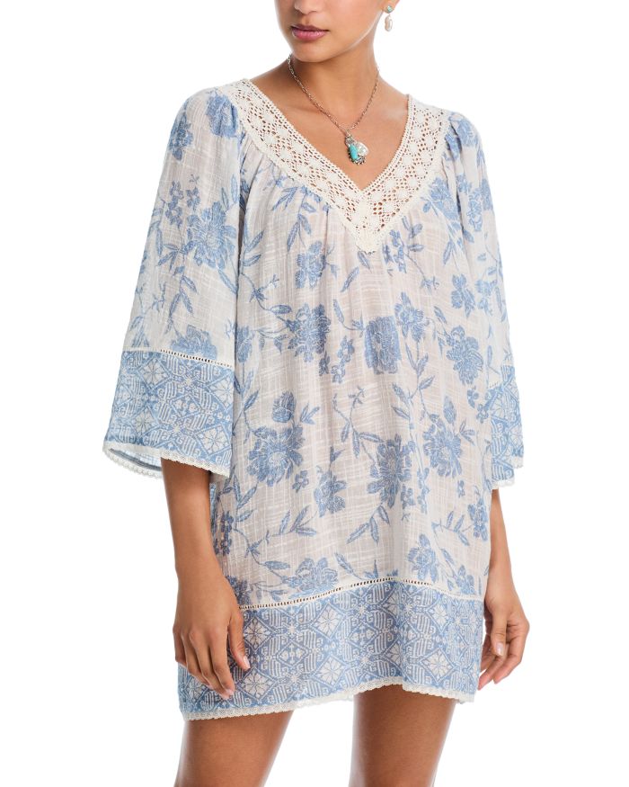 Placed Floral Print Mini Dress