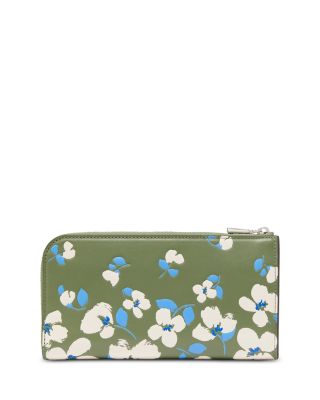 Devin Painterly Bouquet Embossed Leather Zip Around Continental Wallet