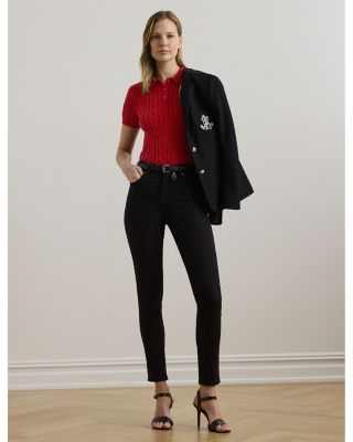 Cable Knit Cotton Polo Sweater