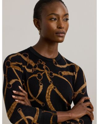 Belting Print Cotton Blend Sweater