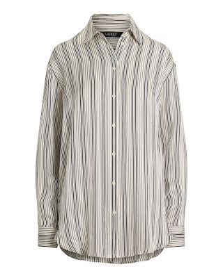 Relaxed Fit Striped Satin Shirt