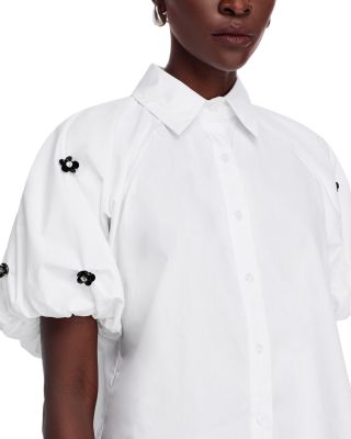 Embellished Bubble Sleeve Top