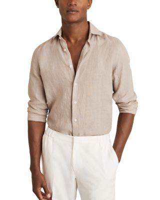 REISS - Ruban Long Sleeve Button Front Linen Shirt