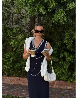 Sage Knitted Trim Dress