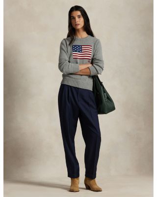 American Flag Cotton Crewneck Sweater