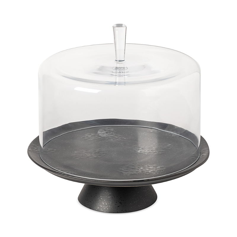 Costa Nova Set Footed Cake Plate With Glass Dome In Black