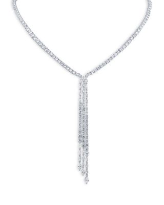 Round & Marquise Cubic Zirconia Lariat Necklace, 16"